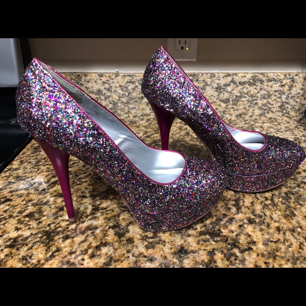 Qupid multi glitter heels